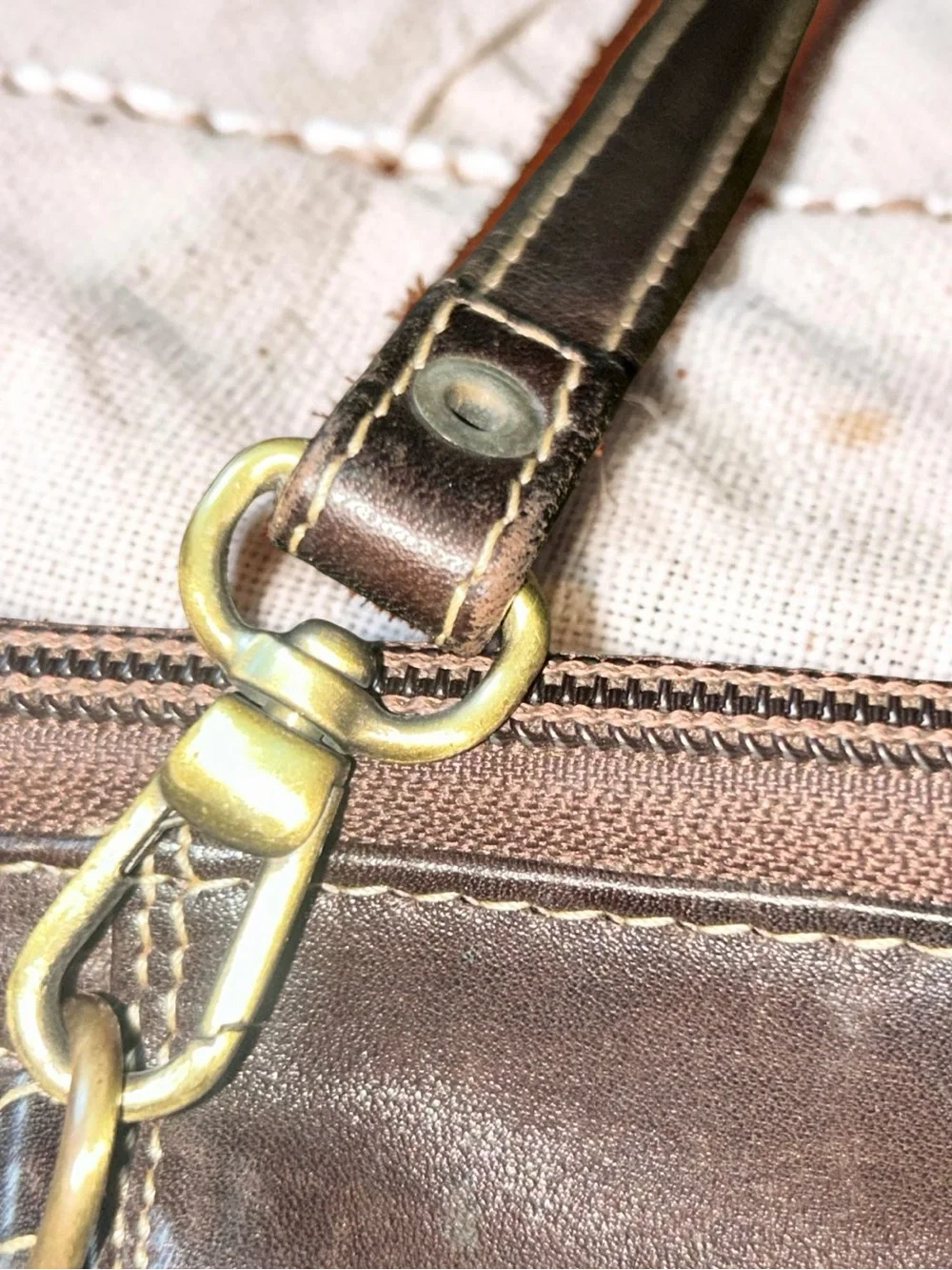 Derek Alexander Crossbody Handbag Dk Brown Leather Top Zip Organizer
